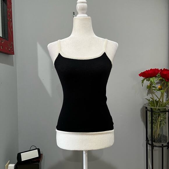 NEW Bebe Colorblock Knit Two Tone Contrast Cardigan Cami Sweater Twin Set Bla… - Picture 11 of 16